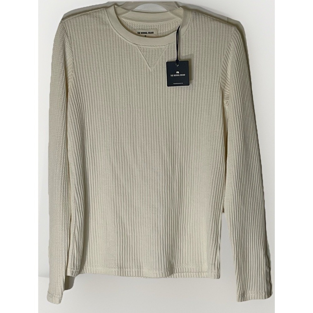 The Normal Brand Honeycomb Waffle Crewneck Sweater Ivory NWT Women's‎ XS